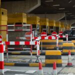 red and yellow traffic cone