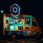 A food truck with neon lights Description automatically generated